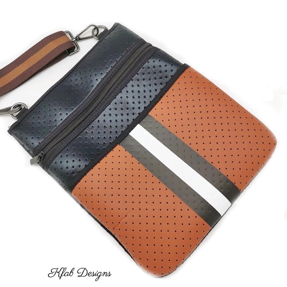 LAST 1! Neoprene Crossbody Tote Bag- Caramel - Picture 1 of 9